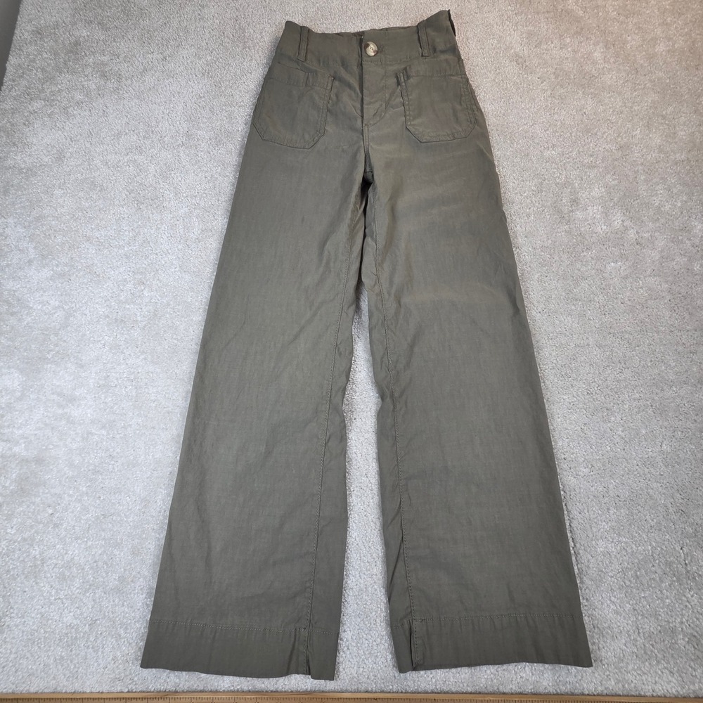Maeve The Colette Wide Leg Pants Green Linen Blend 24P Anthropologie